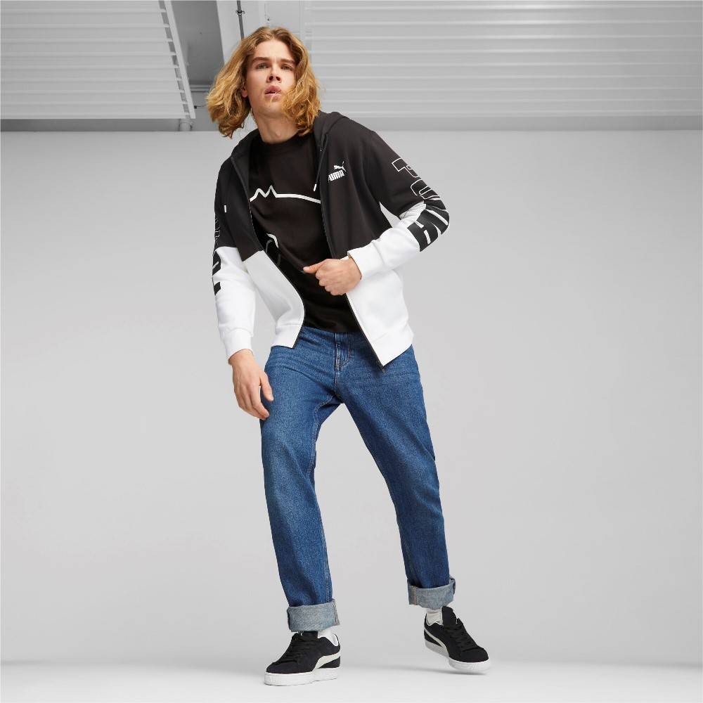 PUMA POWER COLORBLOCK FULL-ZIP FLEECE HOODIE