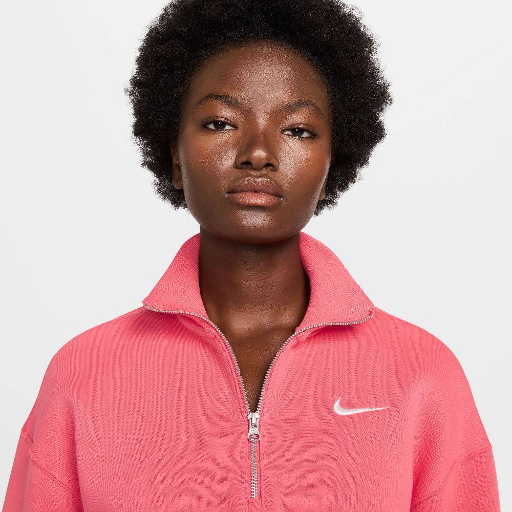 NIKE WOMENS PHOENIX FLEECE 1/2 ZIP CROP SWEATSHIRT