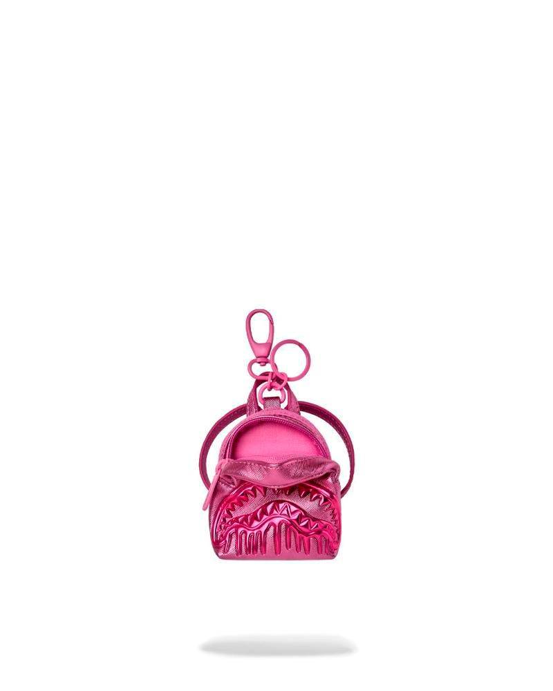 SPRAYGROUND METALLIC PINK METALLIC DRIP BACKPACK KEYCHAIN