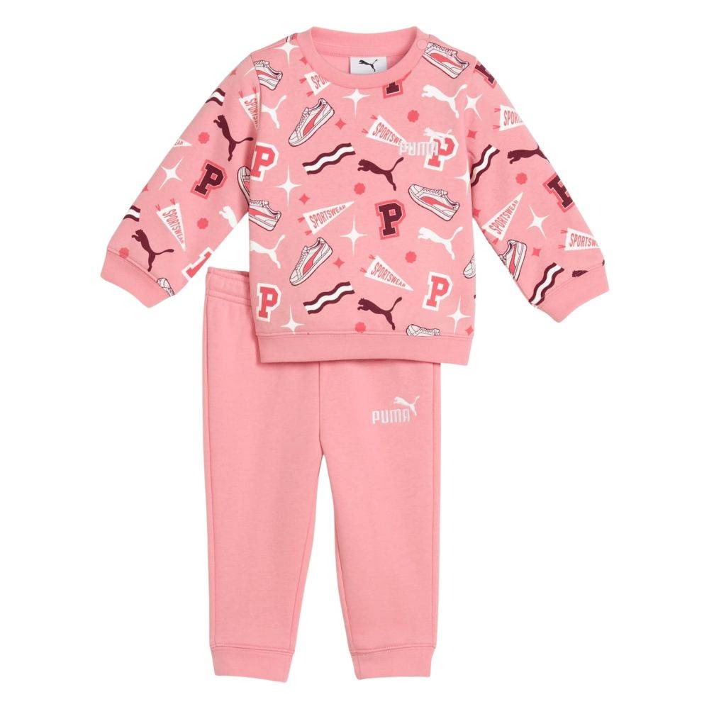 PUMA MINICATS AOP CREW SET FLEECE INF