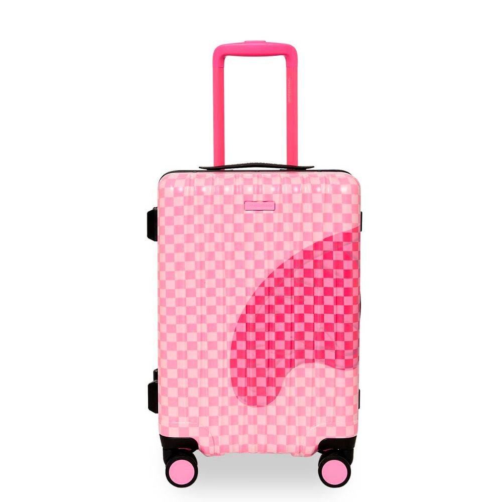SPRAYGROUND PINK SHARKS IN PARIS PATCH CARRY-ON LUGGAGE