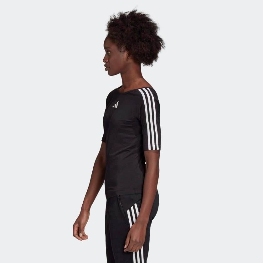 ADIDAS WOMENS OPEN BACK 3-STRIPES TEE