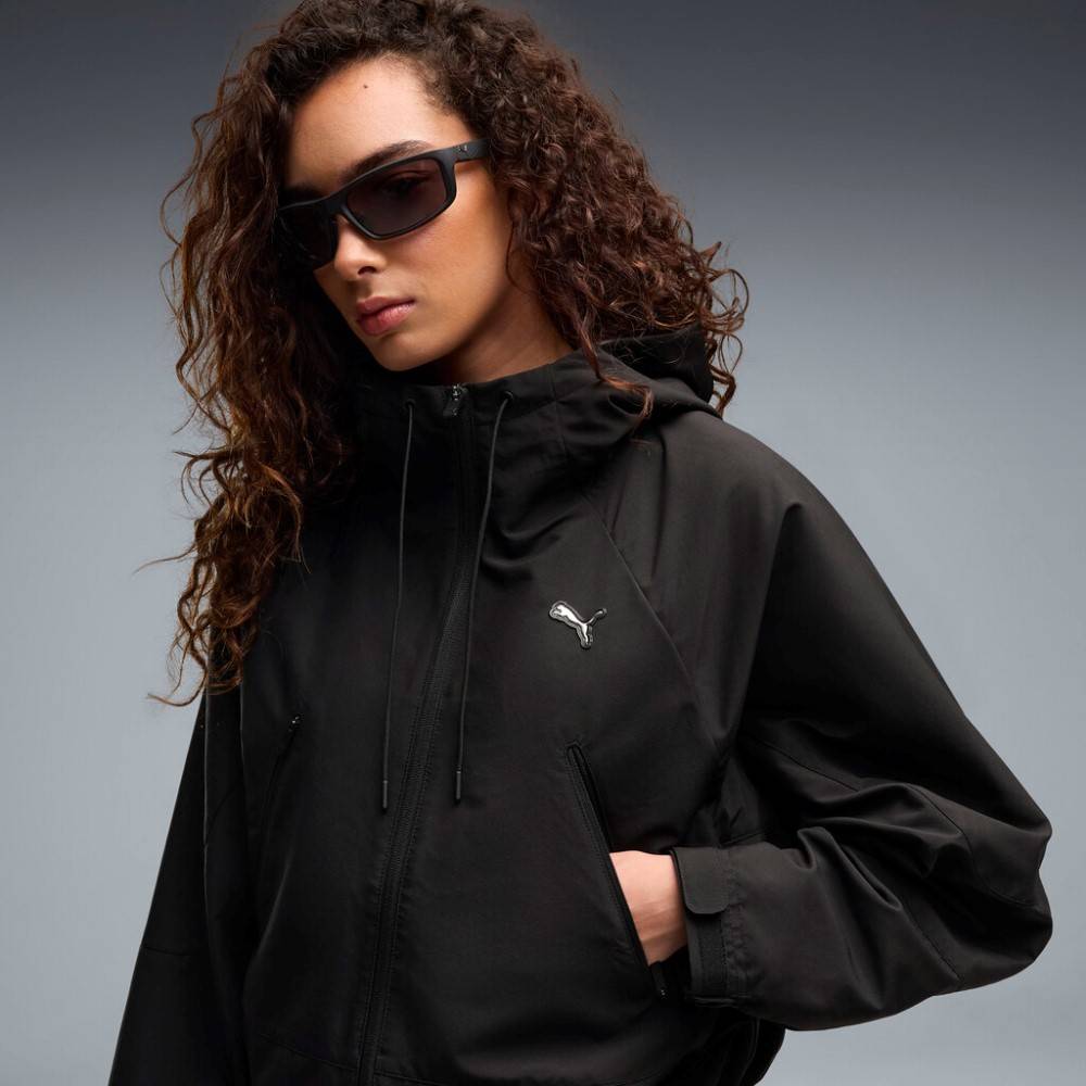 PUMA STREET GLAM OVERSIZED SHORT HOODED WOVEN JACKET
