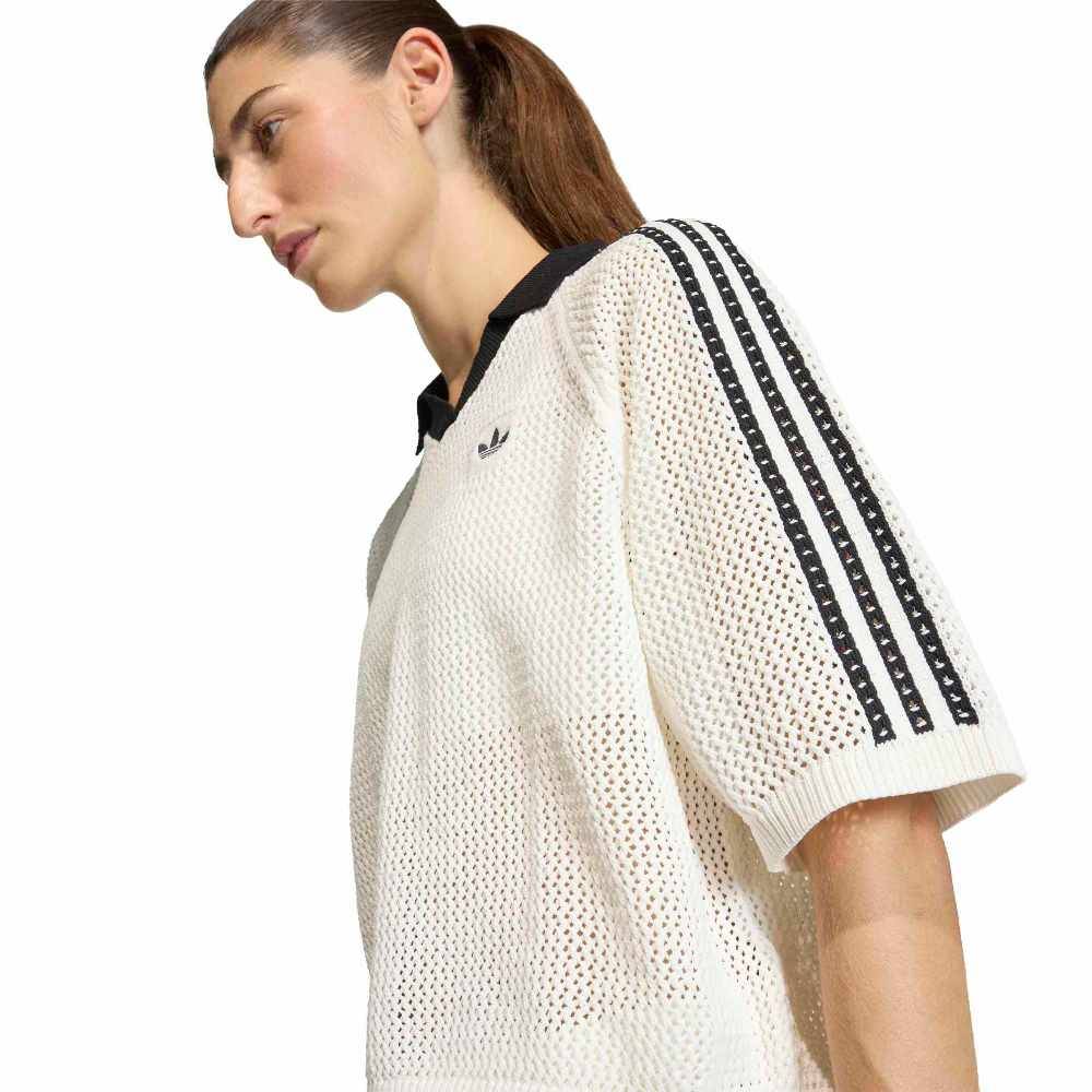 ADIDAS ORIGINALS KNITTED CROCHET POLO