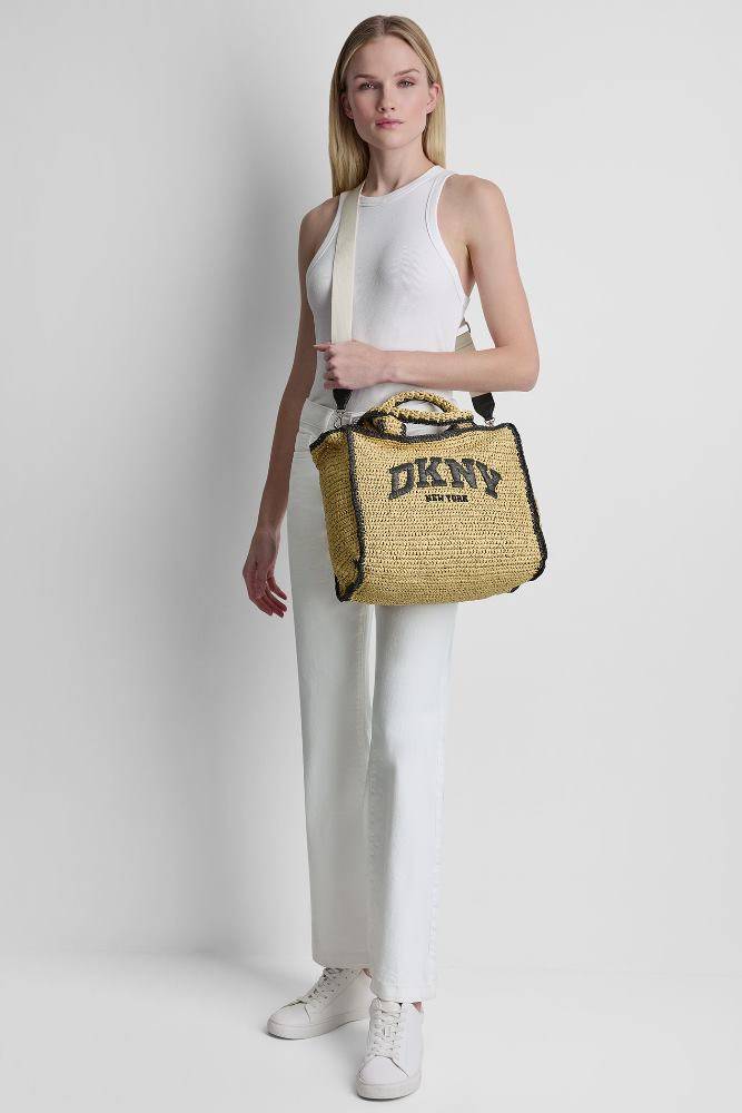 DKNY HADLEE MEDIUM RAFFIA TOTE BAG