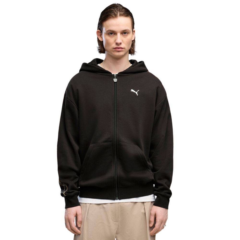 PUMA ESS ELEVATED TAPE RELAXED FULL-ZIP HOODIE FL