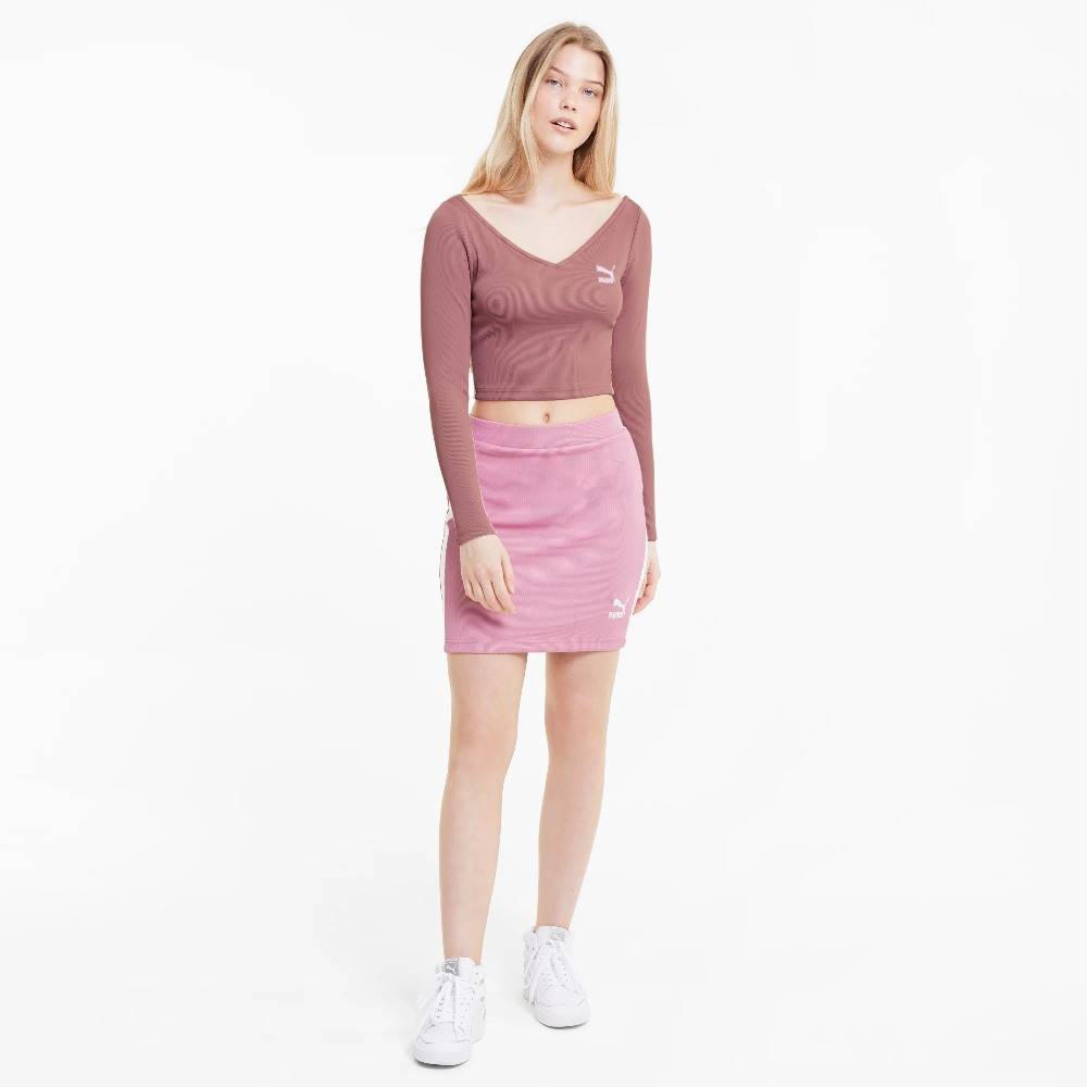 PUMA CLASSICS RIBBED WOMENS CROPPED LS TOP