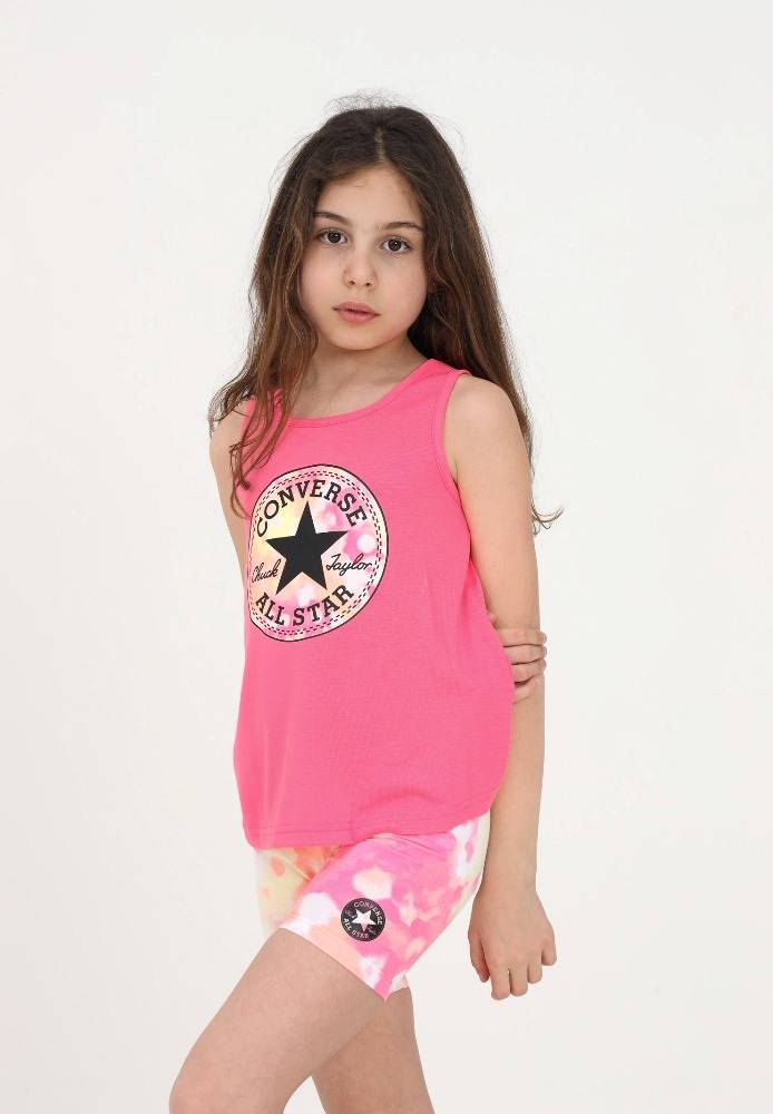 CONVERSE LITTLE GIRLS FLORAL PRINTED TANK-SHORT SET