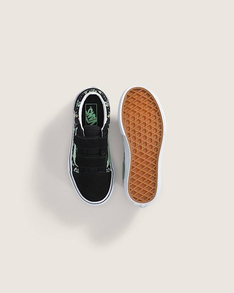 VANS LITTLE KIDS OLD SKOOL VELCRO GLOW-IN-THE-DARK SHOES