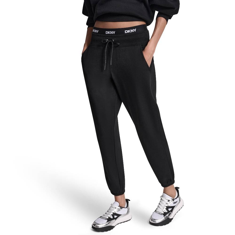 DKNY HIGH-RISE LOGO WAIST SLIM JOGGER