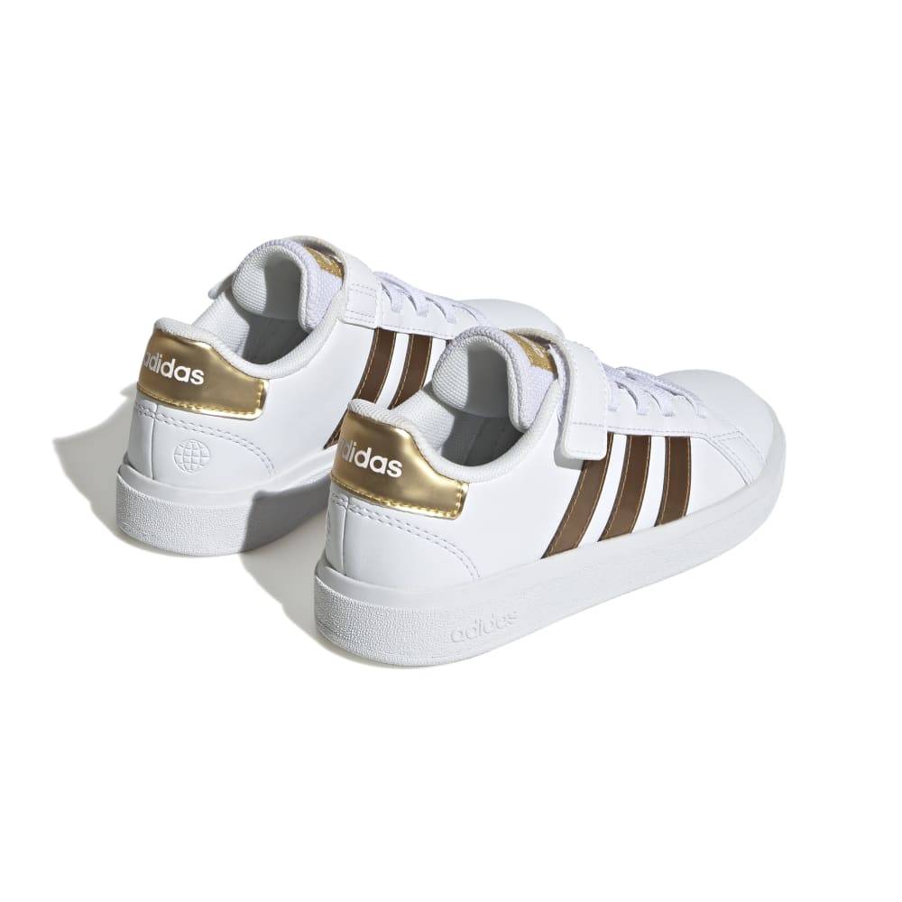 ADIDAS KIDS GRAND COURT ELASTIC LACE AND TOP STRAP SHOES