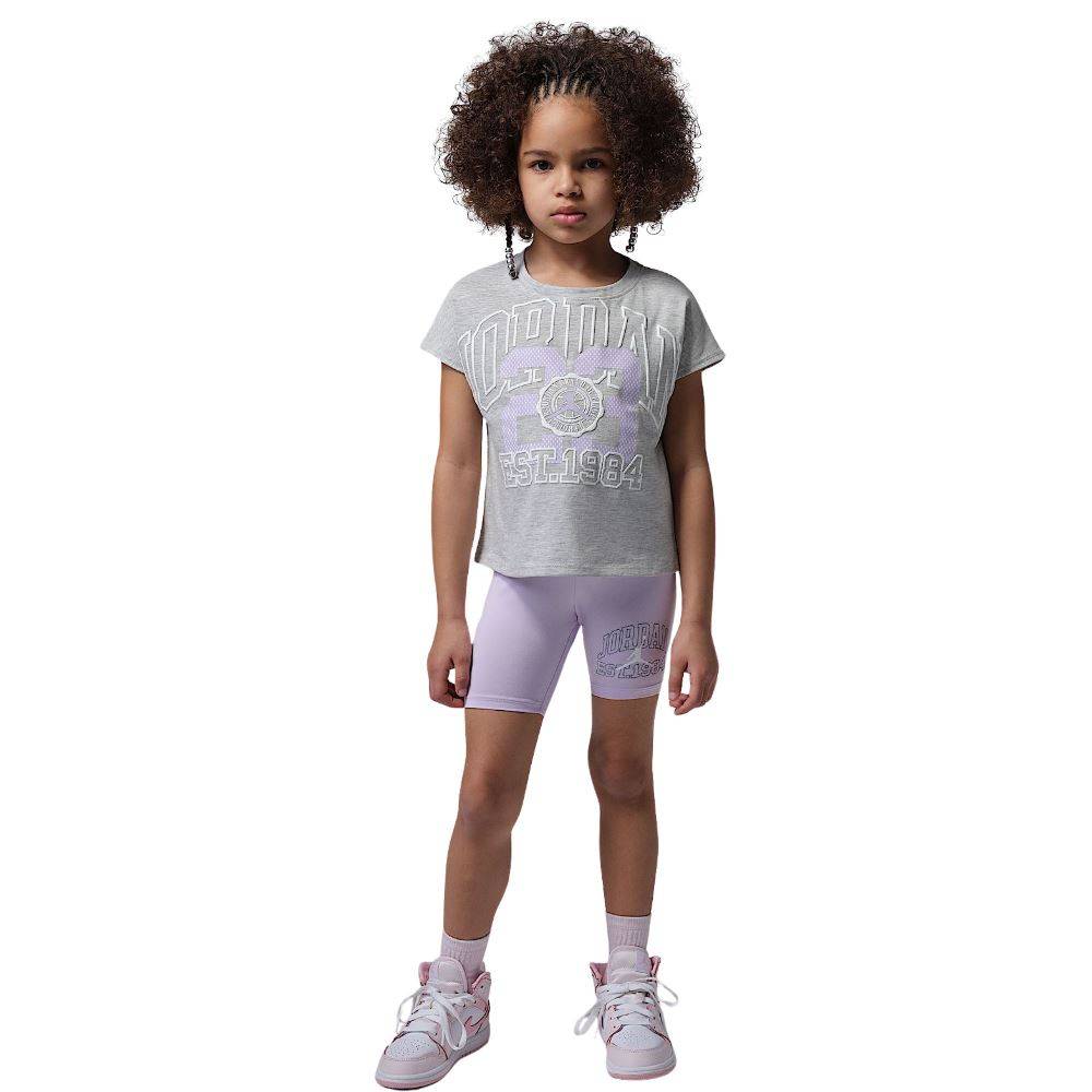 NIKE JORDAN LITTLE GIRLS BOXY TEE BIKE SHORT SET