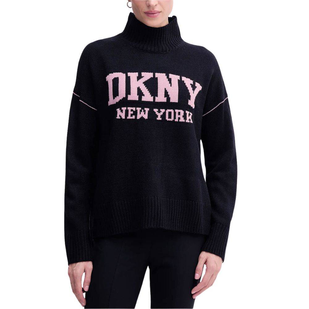 DKNY INTARSIA LOGO TURTLE TOP