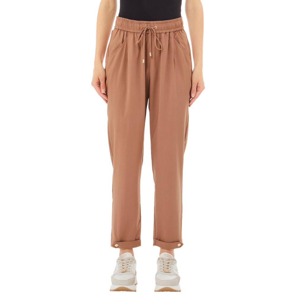 LIU JO CROPPED STRETCH BAMBOO-BLEND TROUSERS