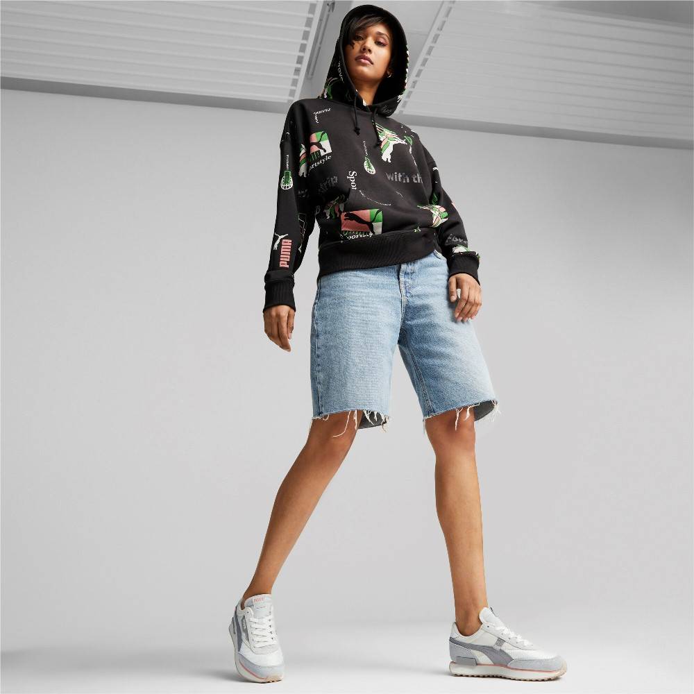 PUMA CLASSIC BRAND LOVE WOMENS PRINTED HOODIE