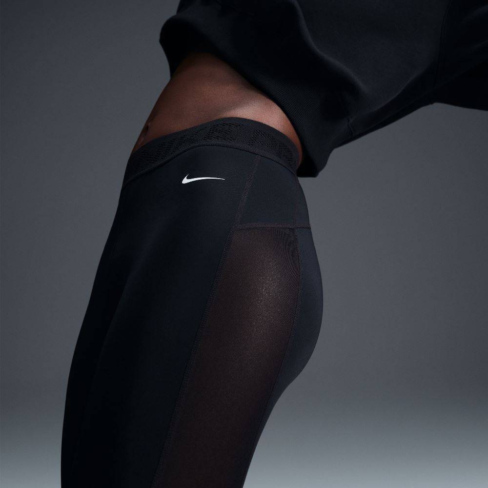 NIKE PRO DRI-FIT MED-RISE 7/8 MESH PANELED LEGGINGS