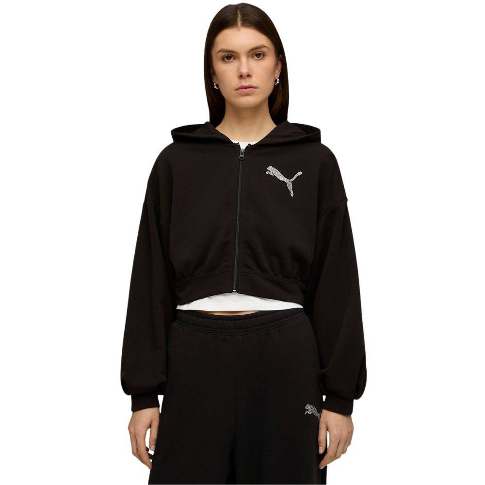PUMA ESSENTIALS GRAPHIC BEDAZZLED FZ HOODIE TR