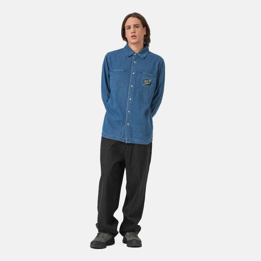 SANTA CRUZ GLOBAL OVAL DOT DENIM SHIRT