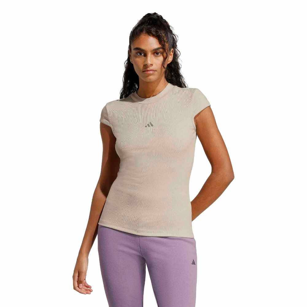ADIDAS SEASONAL ESSENTIALS RIB CAP-SLEEVE TEE