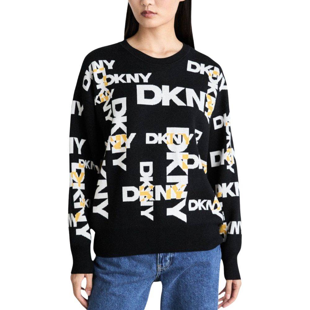 DKNY L/S LEGACY ALL OVER SWEATER