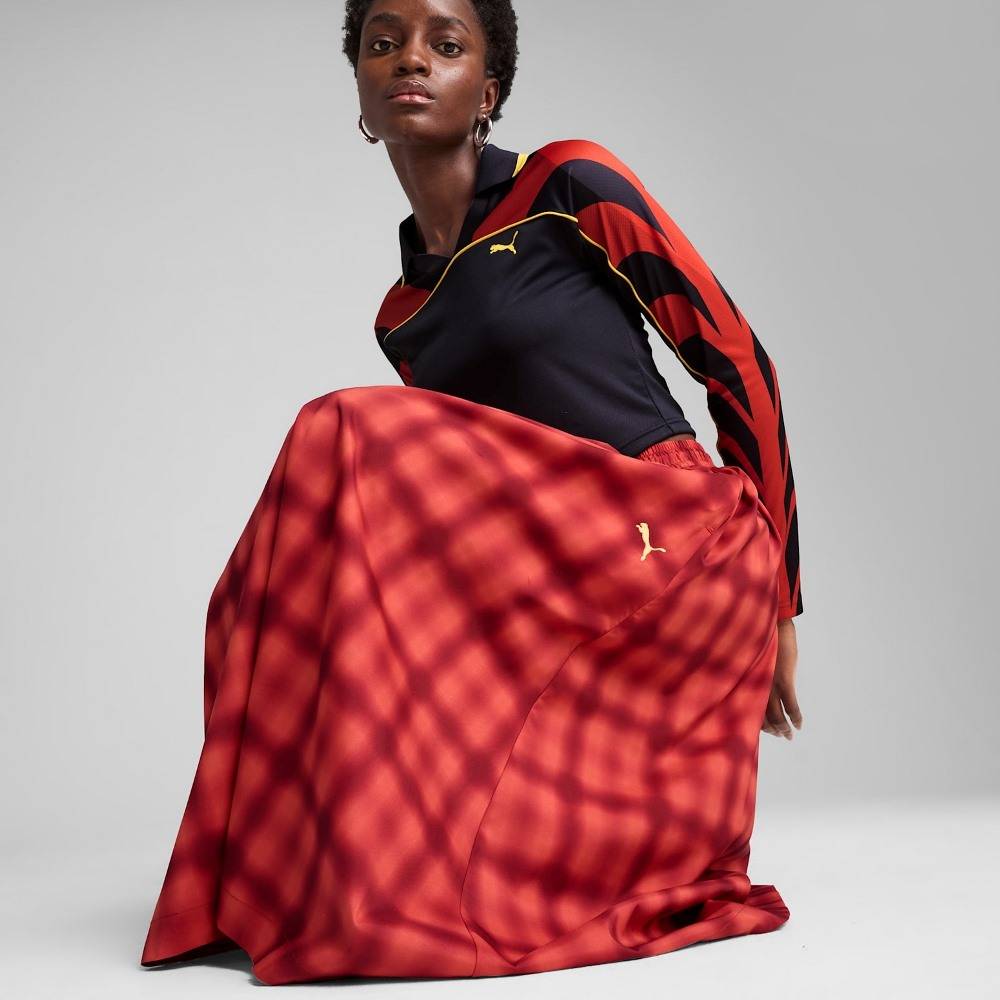 PUMA WARDROBE ESS ROAD TO UNITY WOVEN MIDI AOP PLEATED SKIRT