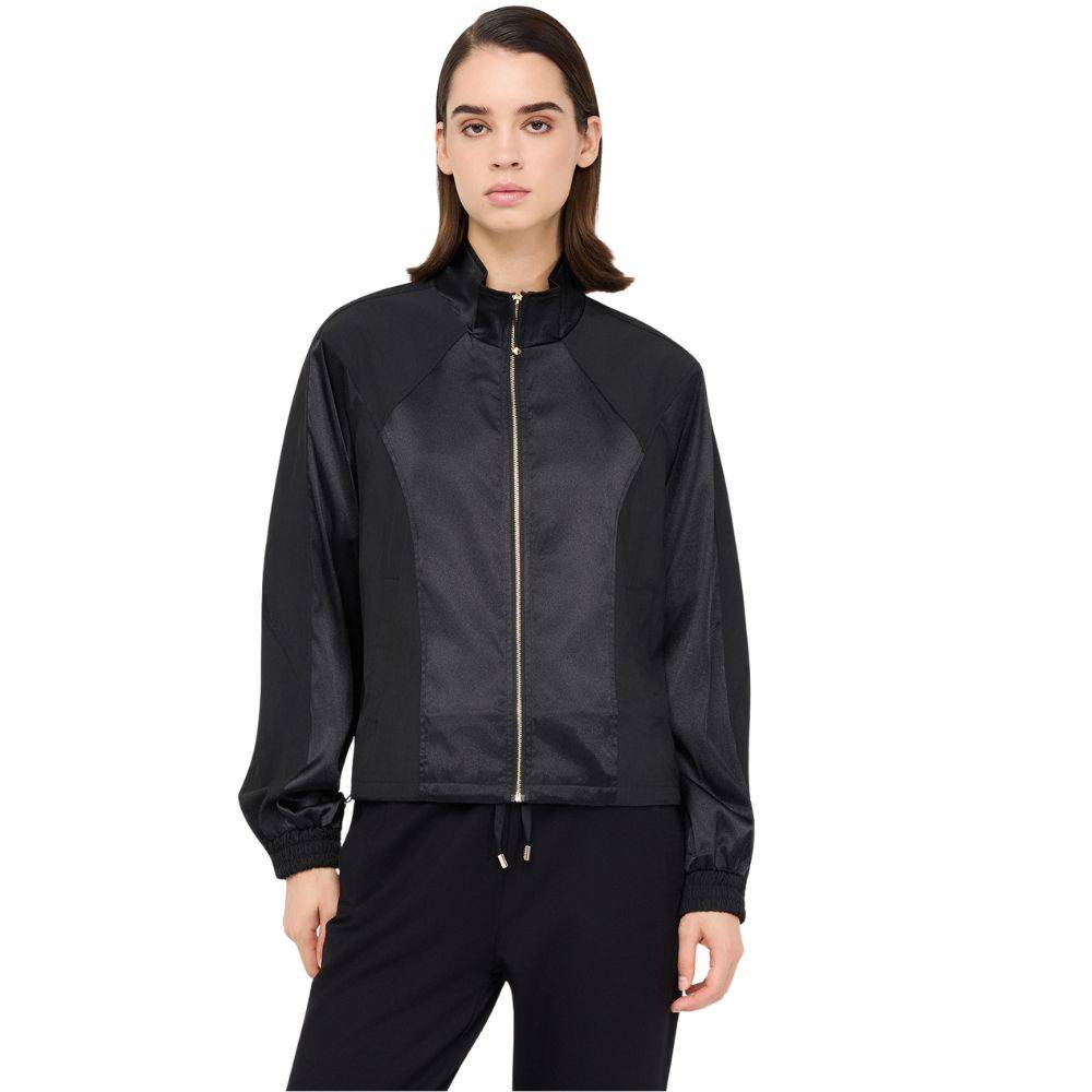 LIU JO ZIP OVERSHIRT JACKET WITH SATIN/NYLON INSERTS