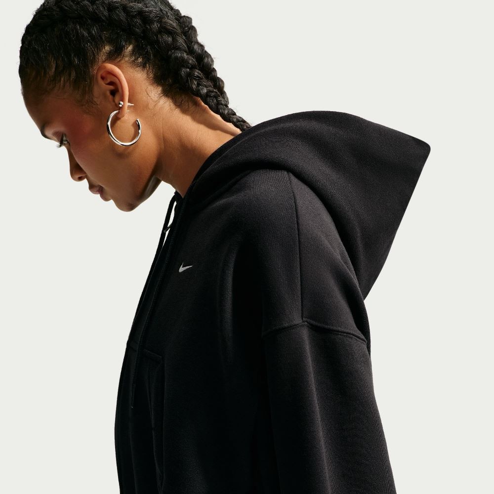 NIKE STUDIO FLEECE OVERSIZED CROPPED FULL-ZIP HOODIE