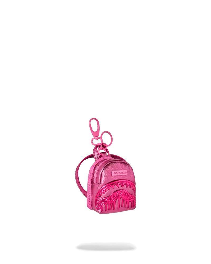 SPRAYGROUND METALLIC PINK METALLIC DRIP BACKPACK KEYCHAIN