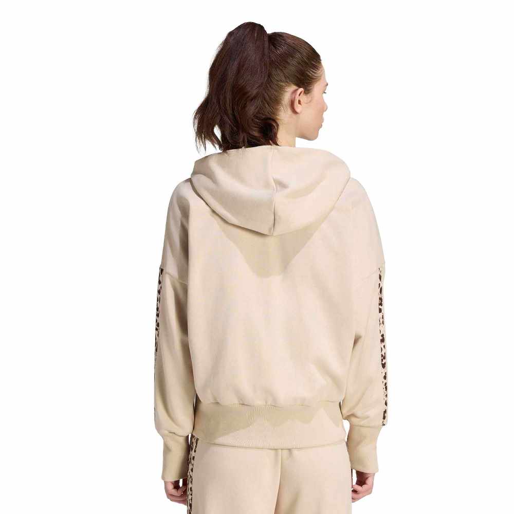 ADIDAS SEASONAL ESSENTIALS ANIMAL PRINT 3-STRIPES FULL-ZIP HOODED TRACK TOP