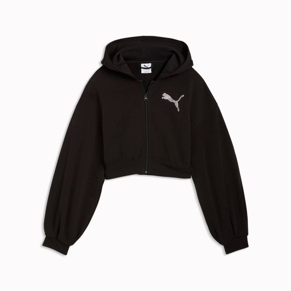 PUMA ESSENTIALS GRAPHIC BEDAZZLED FZ HOODIE TR