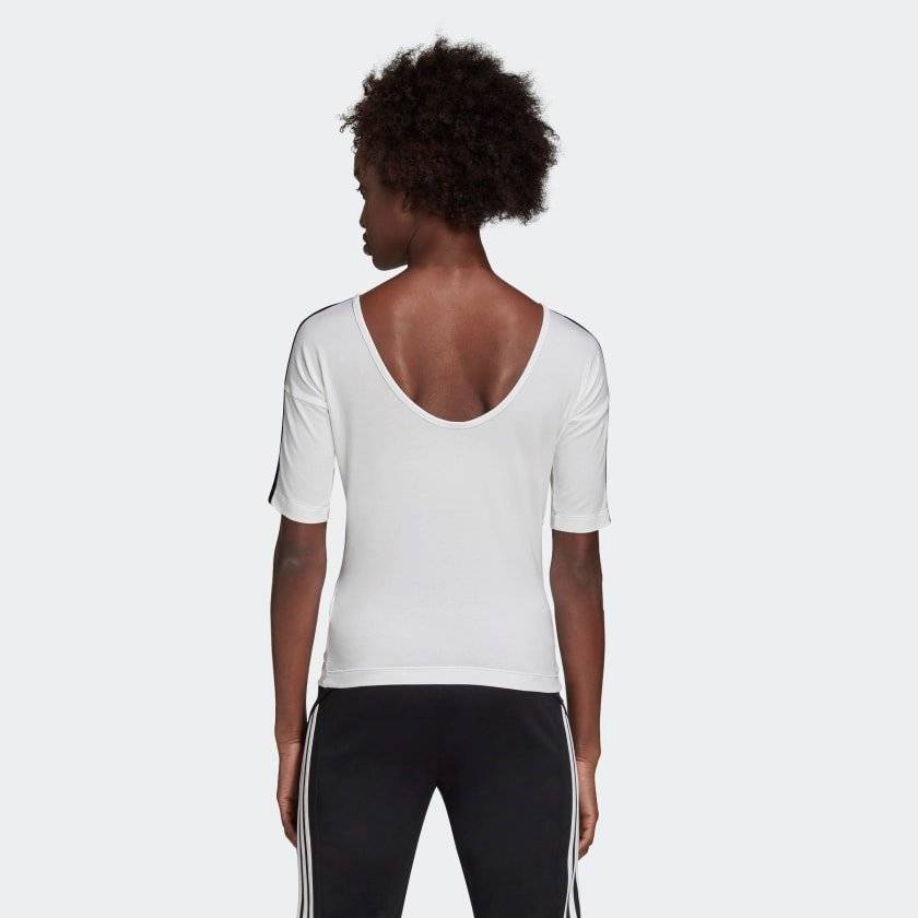 ADIDAS WOMENS OPEN BACK 3-STRIPES TEE