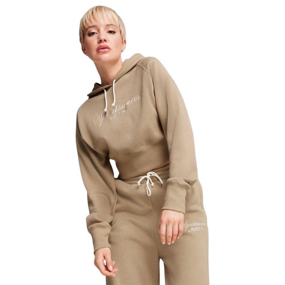 PUMA CLASSICS+ RELAXED CROPPED HOODIE