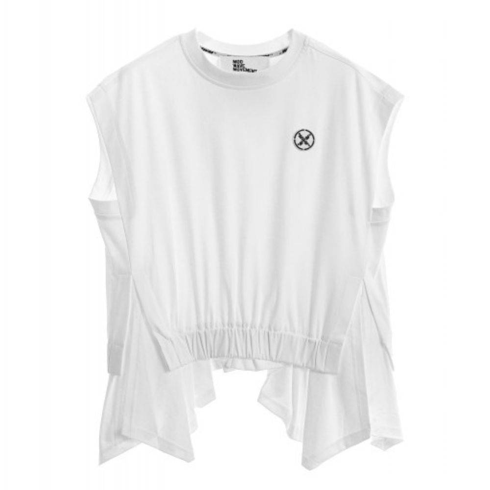 MWM BLACK SLEEVELESS TOP DOUBLE FABRIC DETAIL