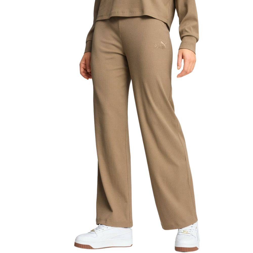 PUMA ESS ELEVATED HIGH-WAIST STRAIGHT LEG PANTS