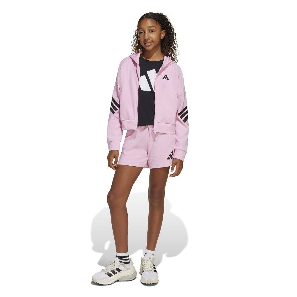 ADIDAS GIRLS FUTURE ICONS 3 STRIPES FULL ZIP HOODED TRACK TOP