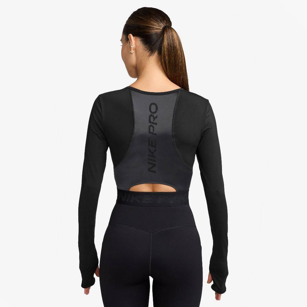 NIKE PRO DRI-FIT WOMENS LS CROPPED TOP