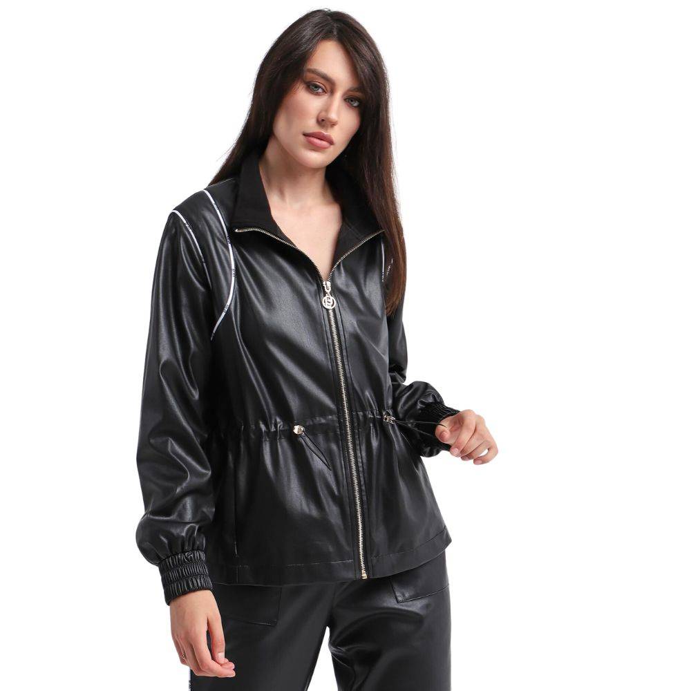 LIU JO LEATHER EFFECT ZIP JACKET