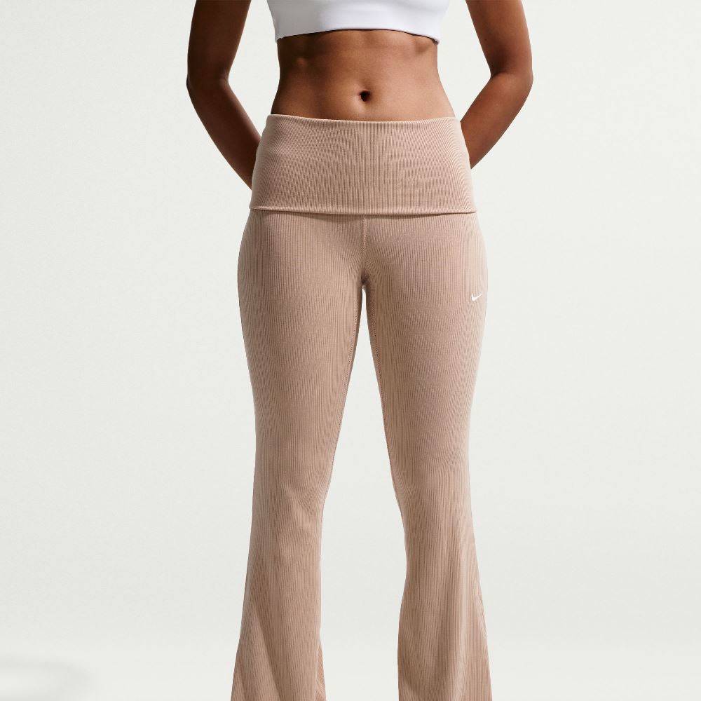 NIKE WOMENS CHILL KNIT MID-RISE TIGHT RIBBED PANT