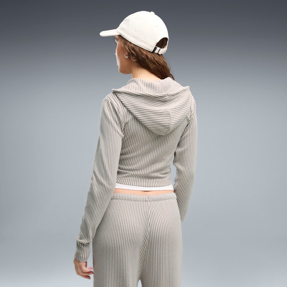 PUMA ESS RIBBED FULL-ZIP SOFT TOUCH HOODIE