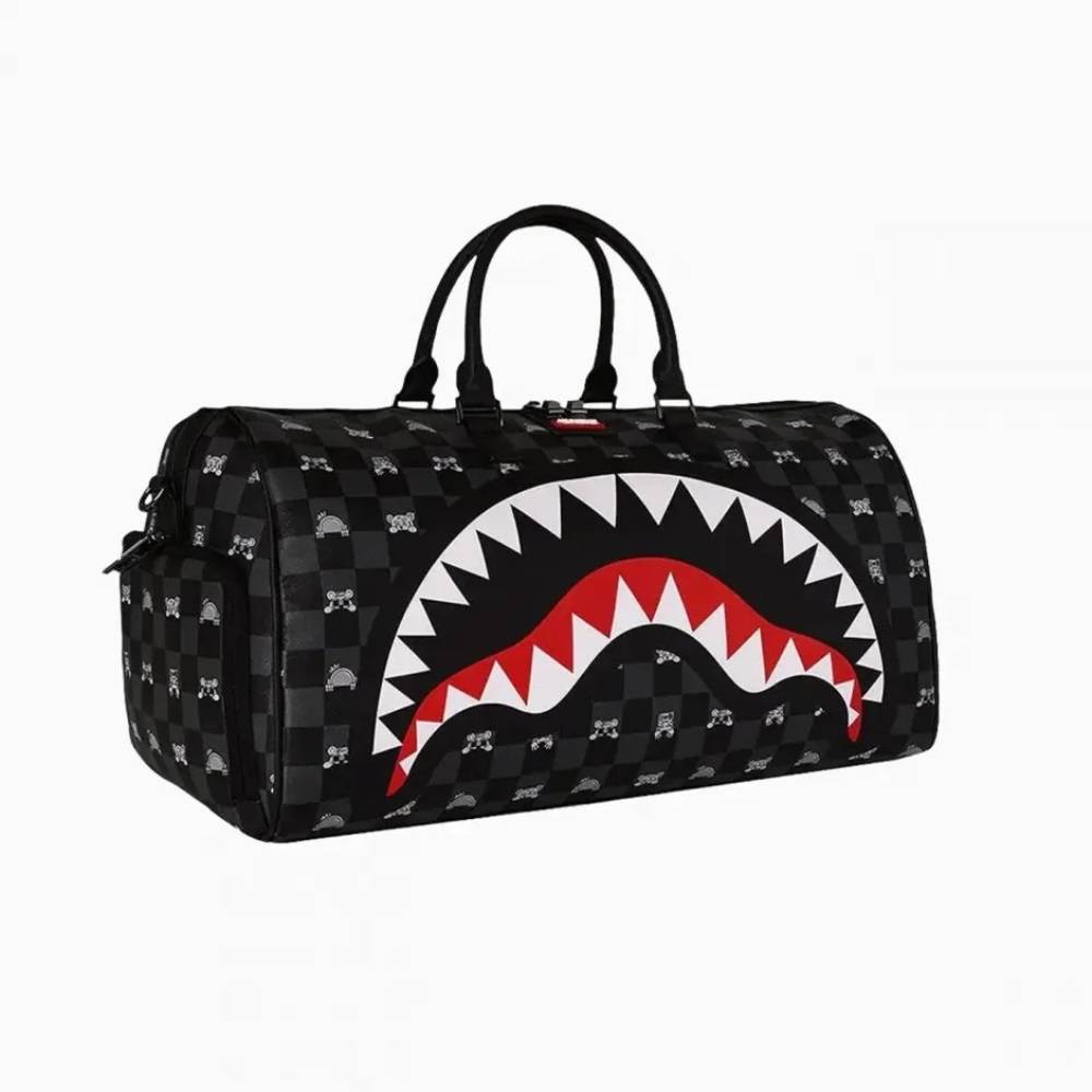 SPRAYGROUND PEEKING CHARACTER CHECK DLXSV DUFFEL