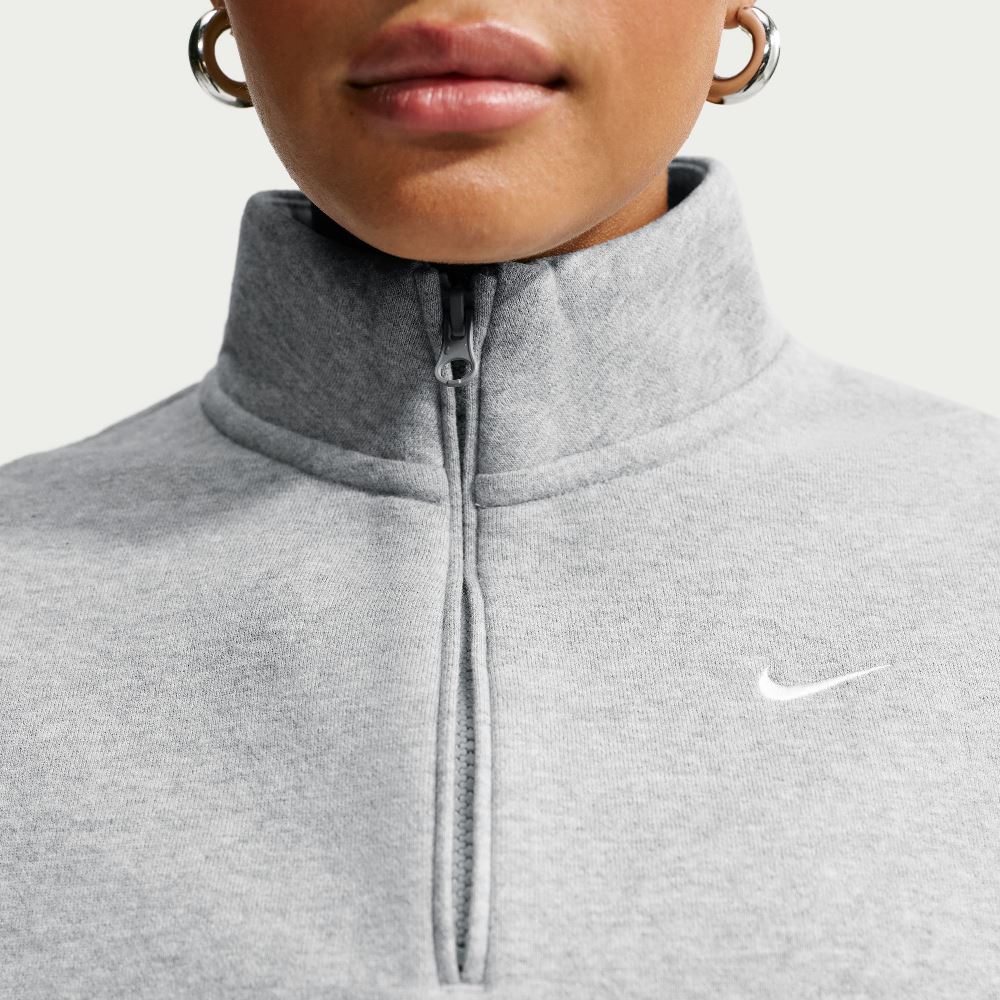 NIKE WOMENS STUDIO MEDIUM-WEIGHT 1/4 ZIP CROPPED TOP