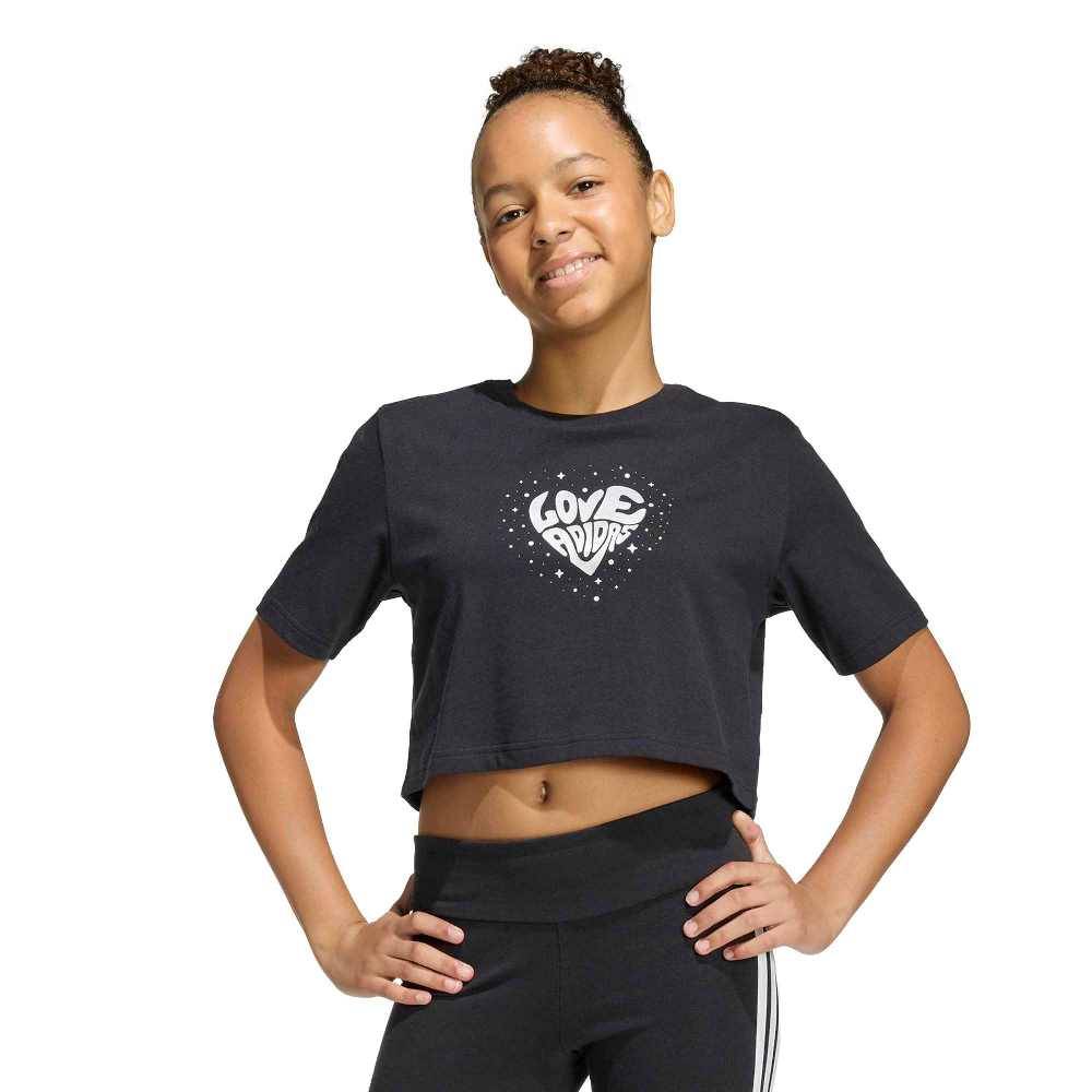 ADIDAS GIRLS EVERYDAY GLAM CROPPED GRAPHIC T-SHIRT