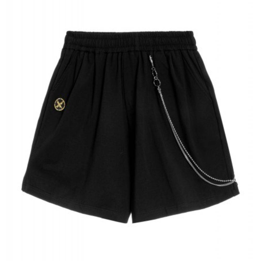 MWM BLACK CHAIN DETAIL REGULAR FIT SHORTS