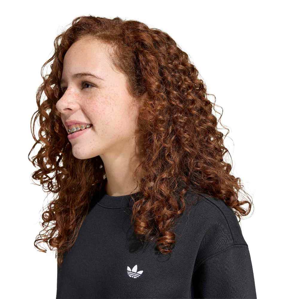 ADIDAS ORIGINALS GIRLS BOXY CREW SWEATSHIRT FLEECE LONG SLEEVE