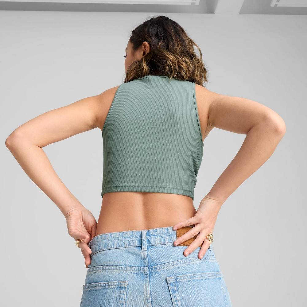 PUMA WARDROBE ESS RIBBED CROP TOP