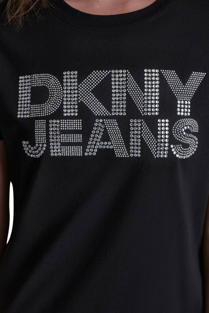 DKNY JEANS STACKED RHINESTONE DOME TEE
