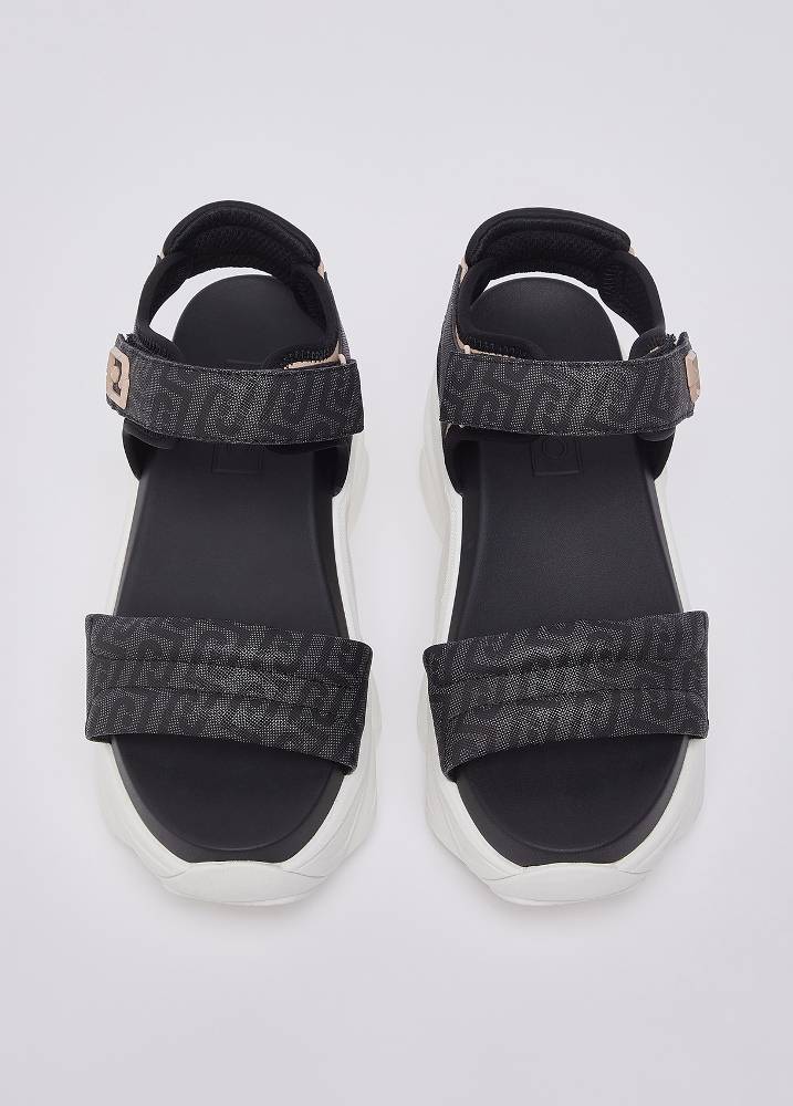 LIU JO STEFFY SANDAL 01 - CHUNKY SANDAL MONOGRAM SAFFIANO