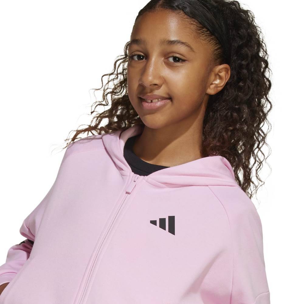 ADIDAS GIRLS FUTURE ICONS 3 STRIPES FULL ZIP HOODED TRACK TOP