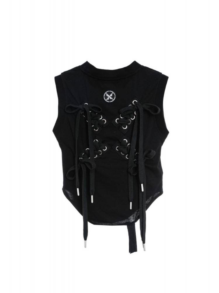 MWM BLACK CORSET TEE WOMEN CORDS BACK LOGO