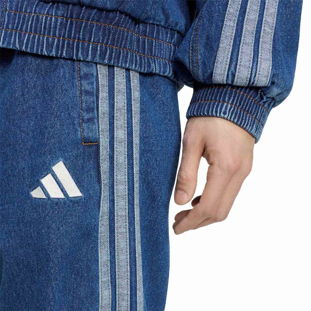 ADIDAS M STADIUM REGULAR FIT DENIM FULL LENGTH OPEN HEM TRACK PANTS